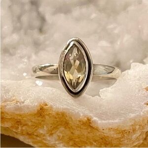 Vintage Silver Ring with Pale Yellow Marquise Stone